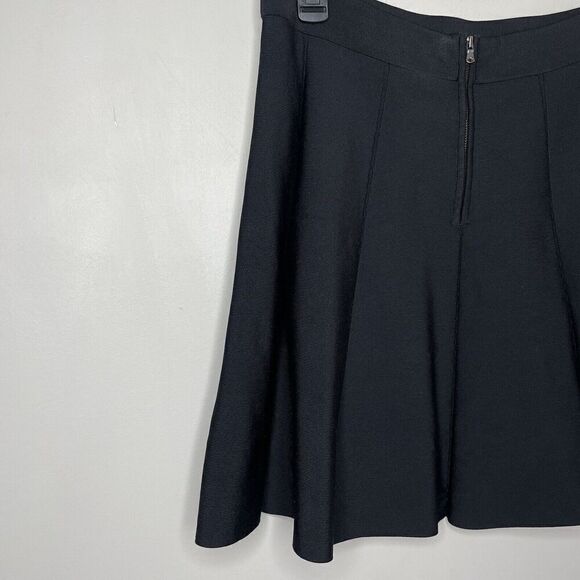 PARKER Pleated Skirt Womens XL A-Line Solid Black Rear Zip Mini 34" Waist - Picture 7 of 10
